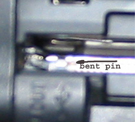 Bent CF card pin