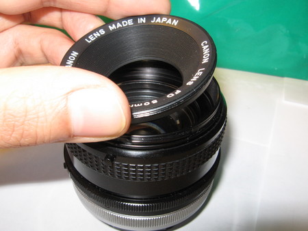 Canon fd 50mm f/1.8 S. C.: unscrewed name ring