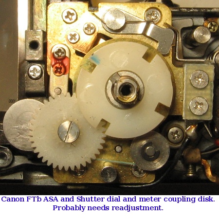 Canon FTb ASA and Shutter Speed dial and meter coupling disk.