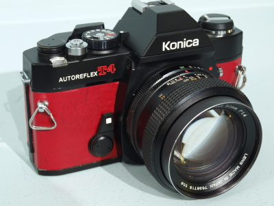 Konica T4 in red leather
